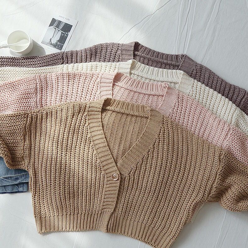 Vintage Style Solid Color Rayon Sweater with Long Sleeves, Knitted Craft, and Single Breasted Design