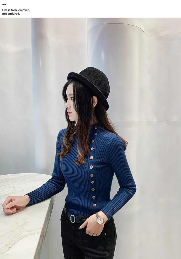 Solid Color Long Sleeve Viscose Pullover Sweater for Women