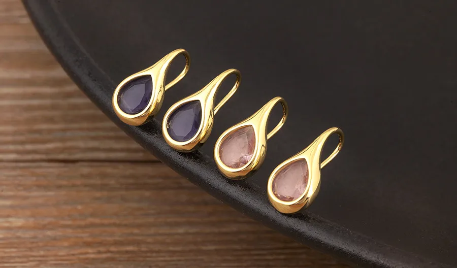 Water Droplets Earrings for Women, Copper with 18K Real Gold Electroplated and Zircon Inlay Stud Earrings