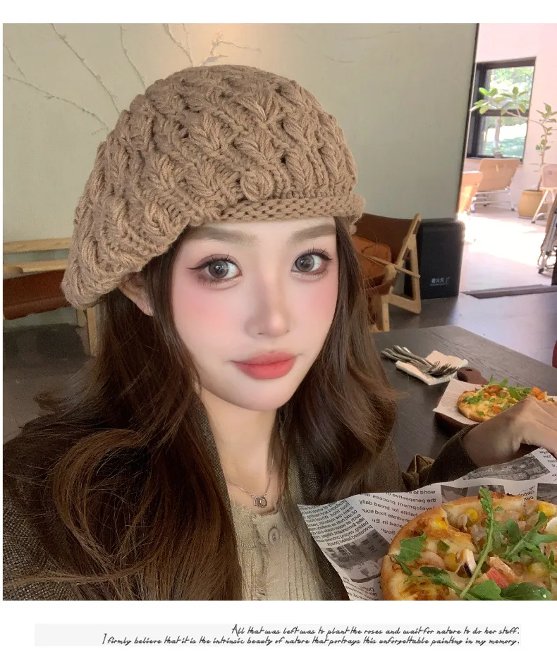 New Style Solid Color Warm Women’s Brimless Beret Hat in Polyester with Braid Craftsmanship