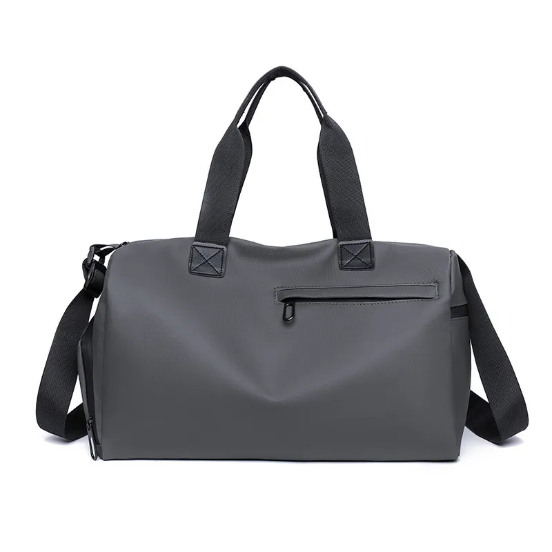 Unisex Solid Color Travel Bag in PU Leather with Water Resistant Feature and Stylish Sewing Thread Detail
