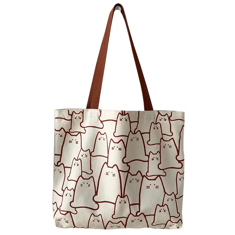 Large Square Color Block Canvas Shoulder Bag for Women with Zipper Closure in Streetwear Style