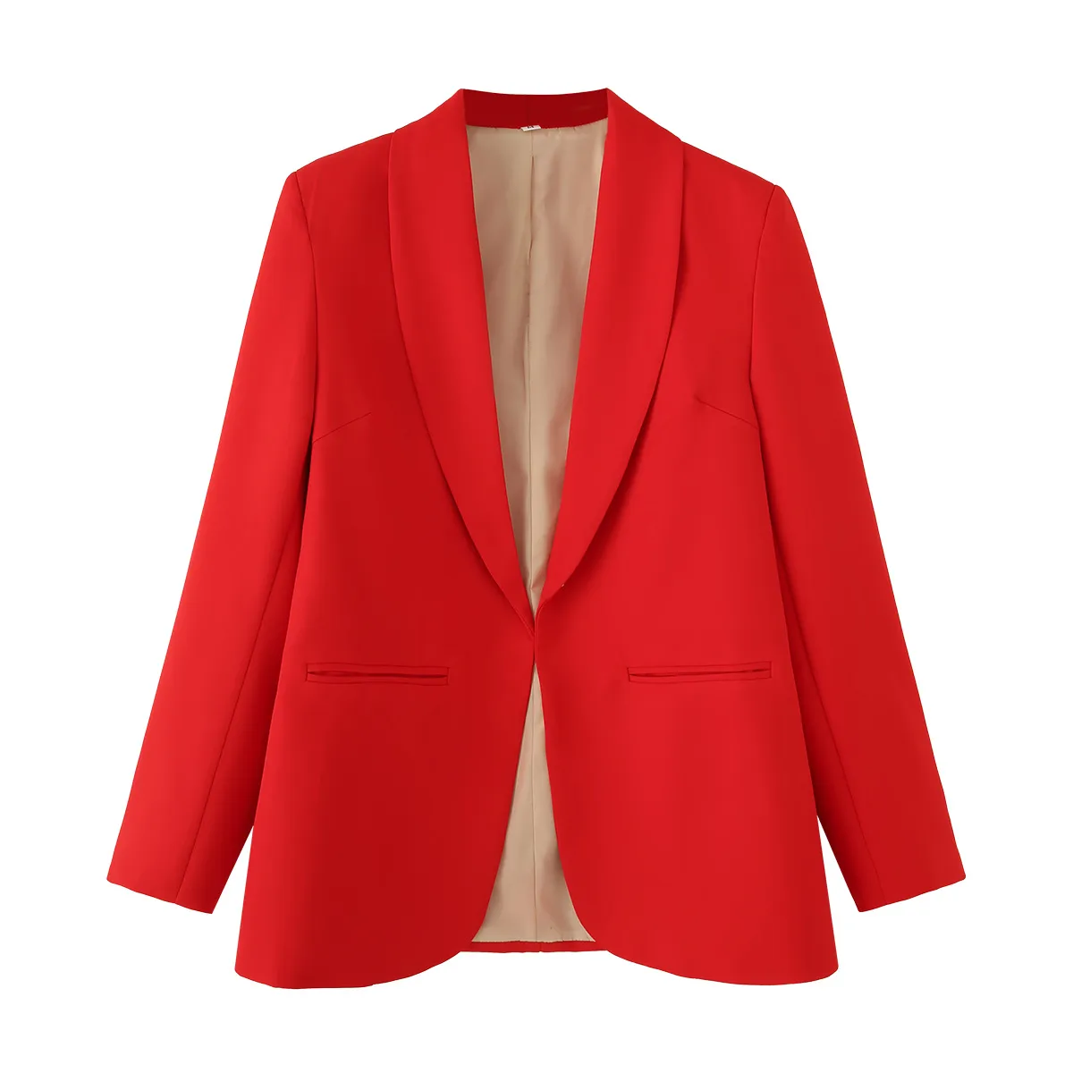 Elegant Long Sleeve Polyester Blazer with Patchwork Craftsmanship