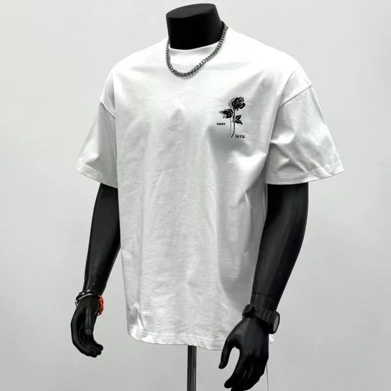 Cartoon Print Men's Loose Fit Short Sleeve Cotton T-Shirt