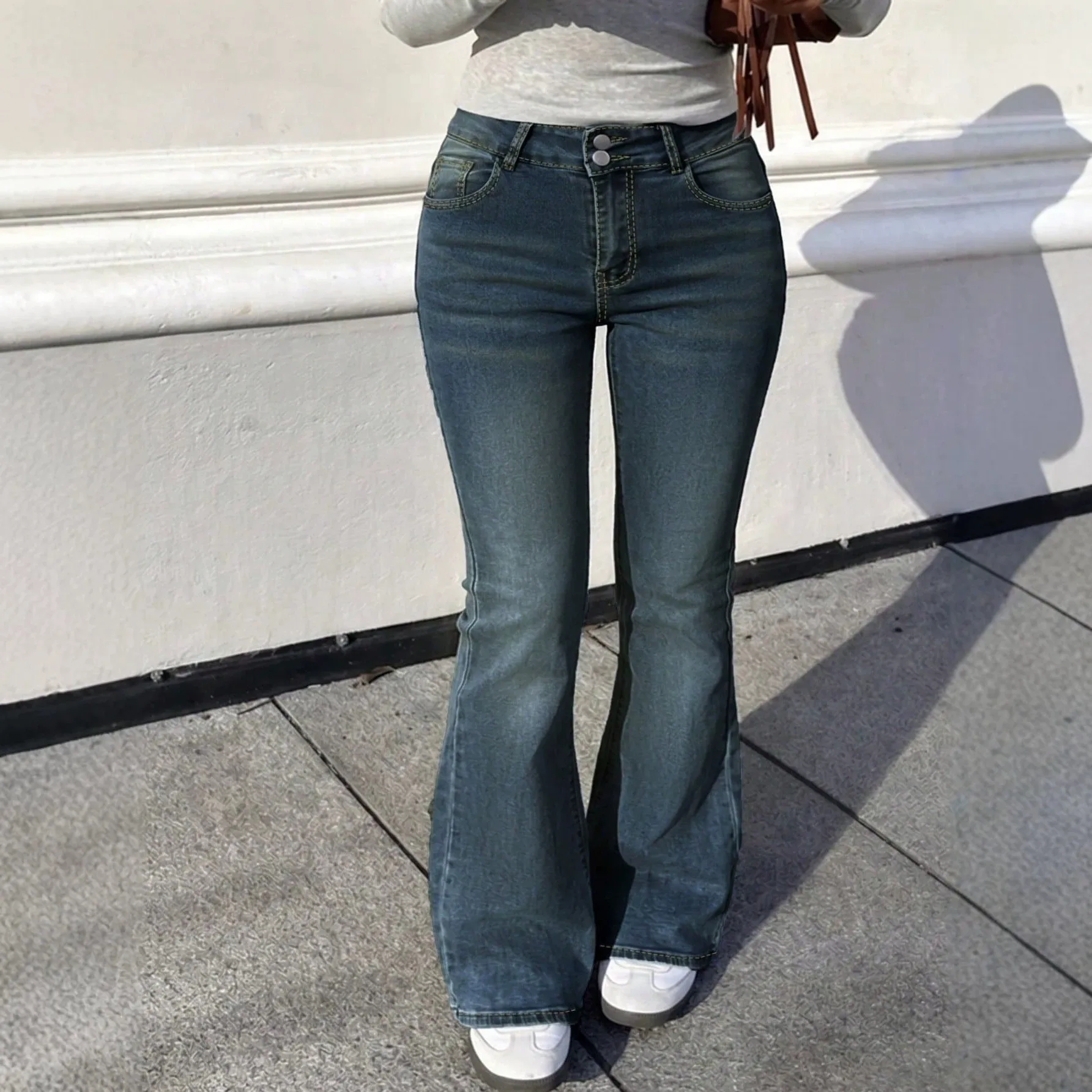 Casual Full Length Jeans for Holiday in Polyester Fabric with Elaborate Craftsmanship, Featuring Micro-Elastic Comfort