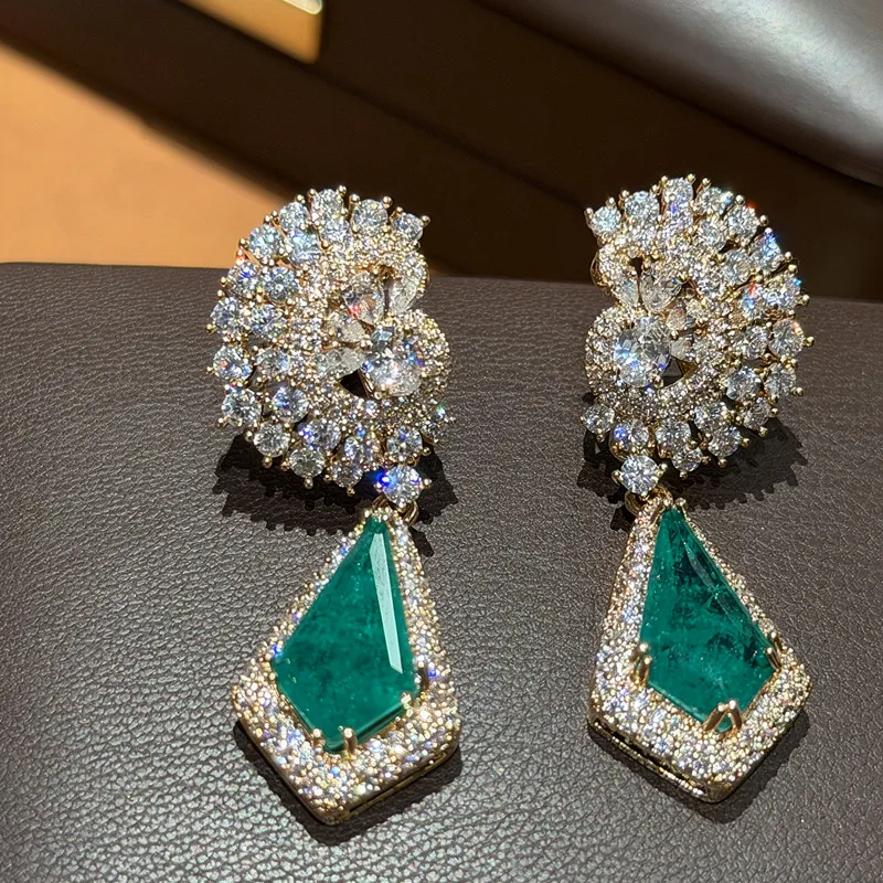 Water Droplets Stud Earrings for Women in 18K Real Gold Plated Copper with Zircon Inlay