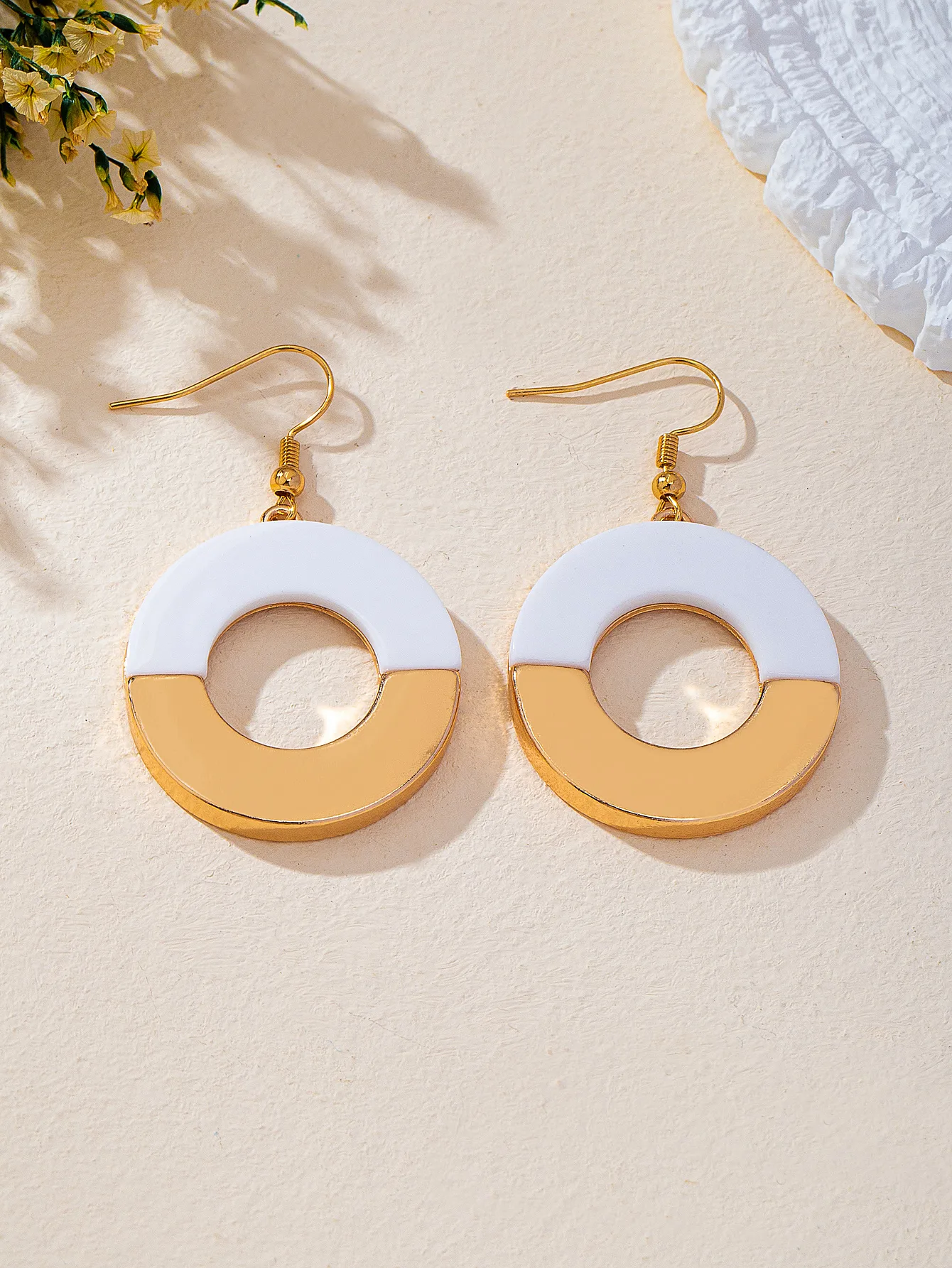 Handmade Bohemian Geometric Drop Earrings for Women in Zinc Alloy with Acrylic Inlay