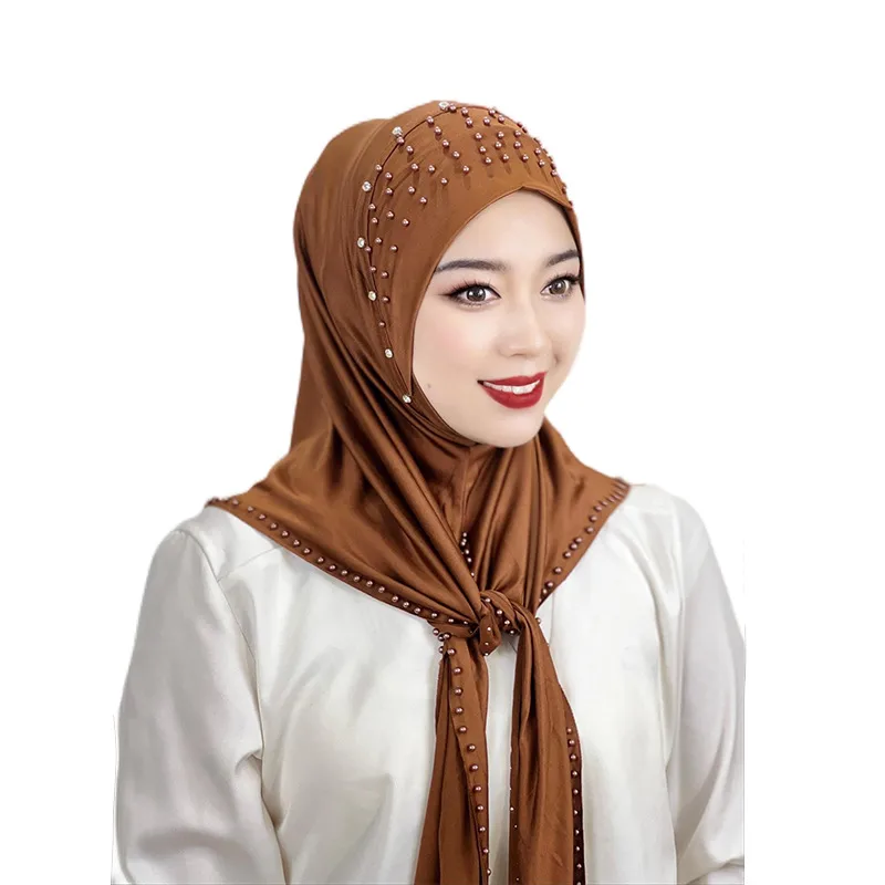 Solid Color Polyester Scarf for Women in Khaki, Suitable for All Seasons