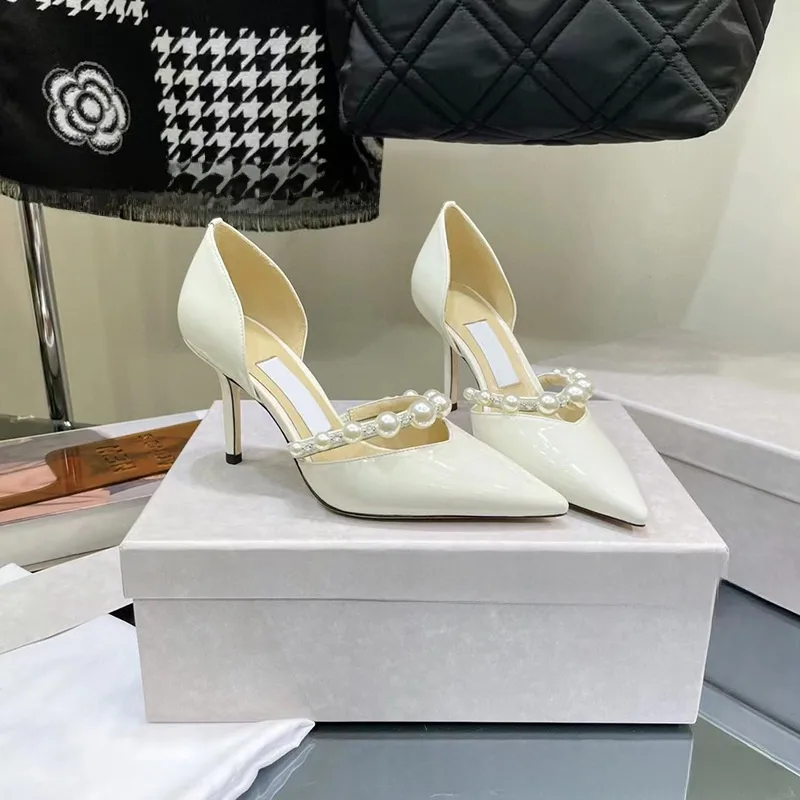 Women's High Heel Sandals with Rubber Sole and Stiletto Heel Featuring Patent Leather Upper for Spring and Summer