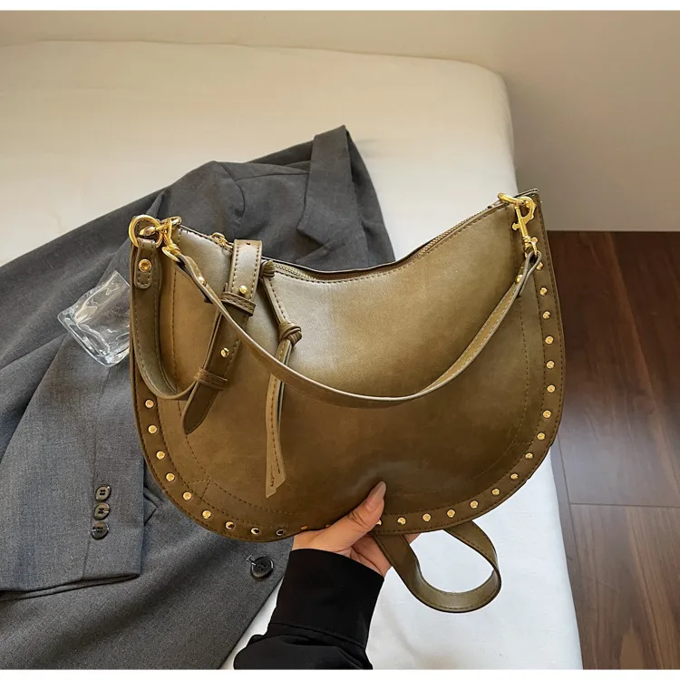 Women’s Square Splicing Shoulder Bag in PU Leather with Sewing Thread Detail and Single Shoulder Strap