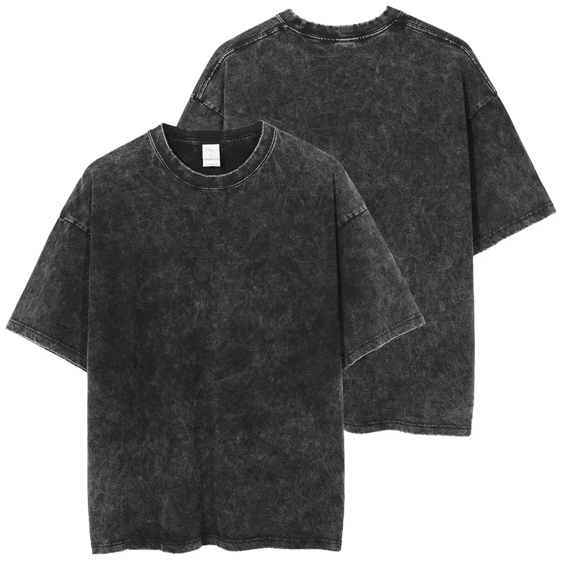 Loose Fit Washed Cotton Round Neck Short Sleeve T-Shirt