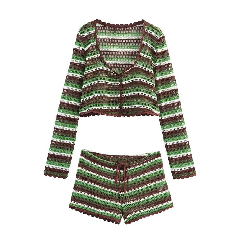 Geometric Satin Pant Co-ord Set Featuring Printed Streetwear Shorts with Long Sleeve, 2 Pieces Set