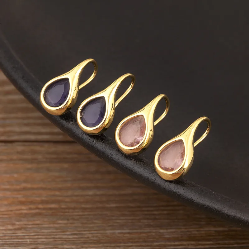 Water Droplets Earrings for Women, Copper with 18K Real Gold Electroplated and Zircon Inlay Stud Earrings