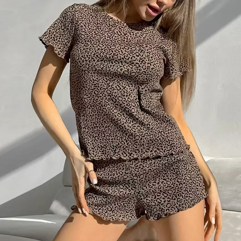 Women's Retro Polyester Pajama Set for Summer Casual Wear