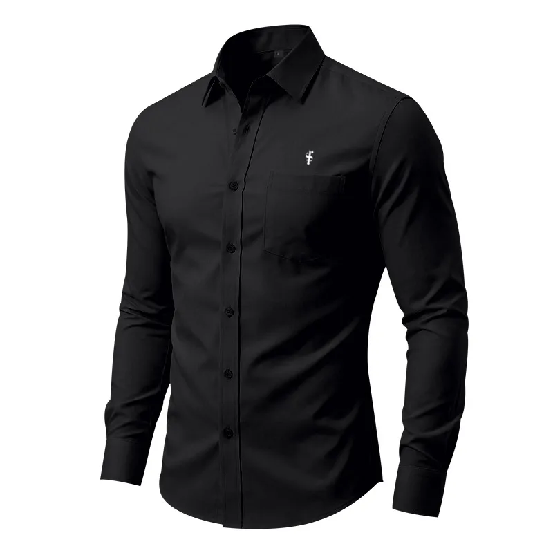 Business Short Sleeve Men's Shirt in Polyester Fabric with Printing and Placket Design