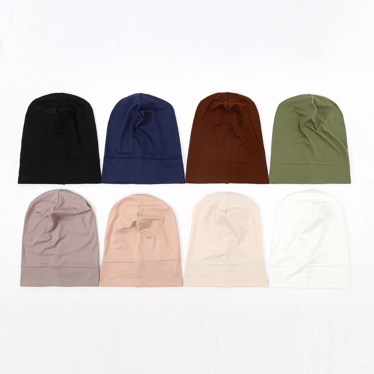 Solid Color Breathable Casual Women Brimless Beanie Hat in Polyester Material