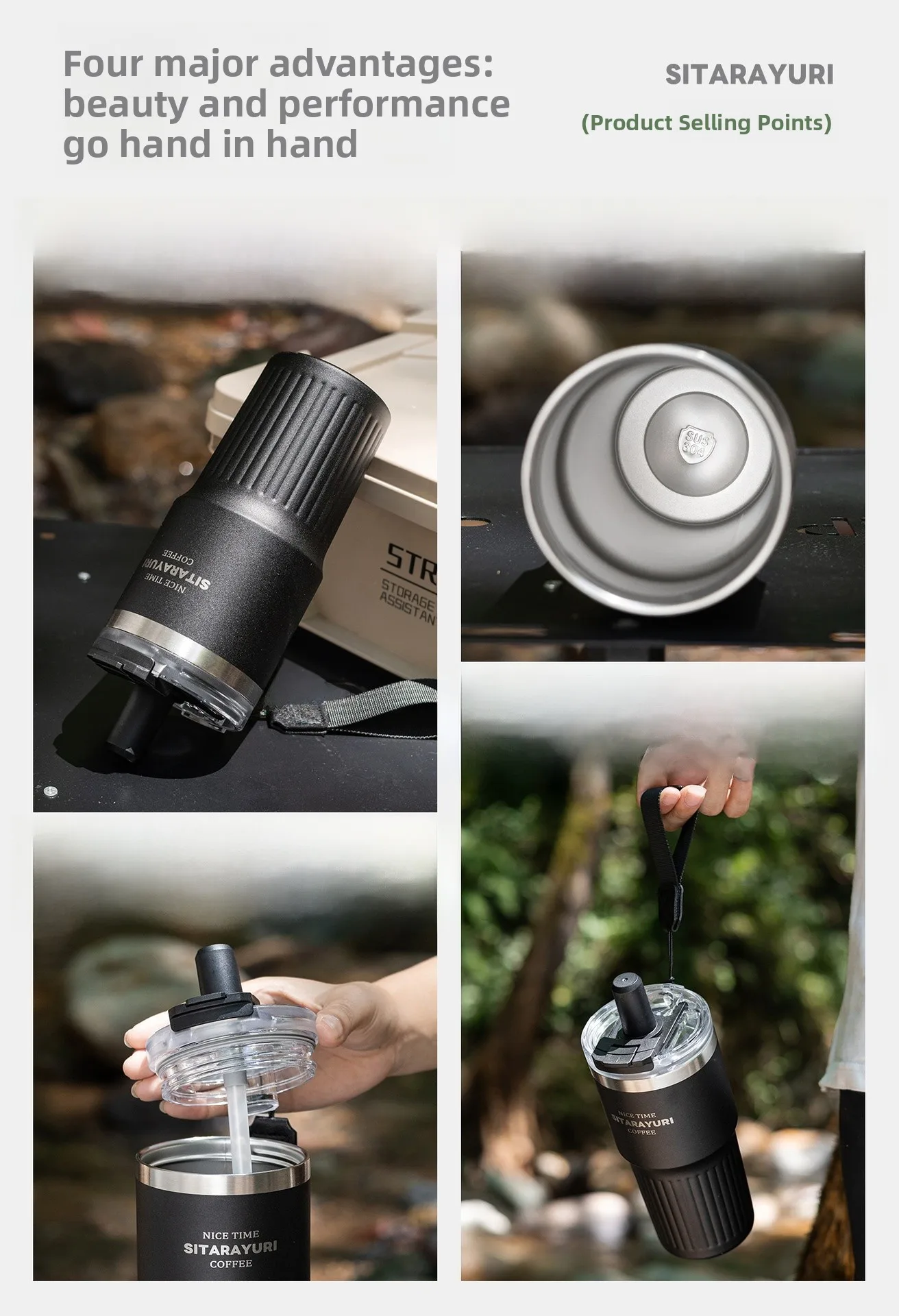 Thermos Cup Featuring 304 Stainless Steel Inner Liner and Robust 201 Stainless Steel Outer Shell, Perfect for Christmas